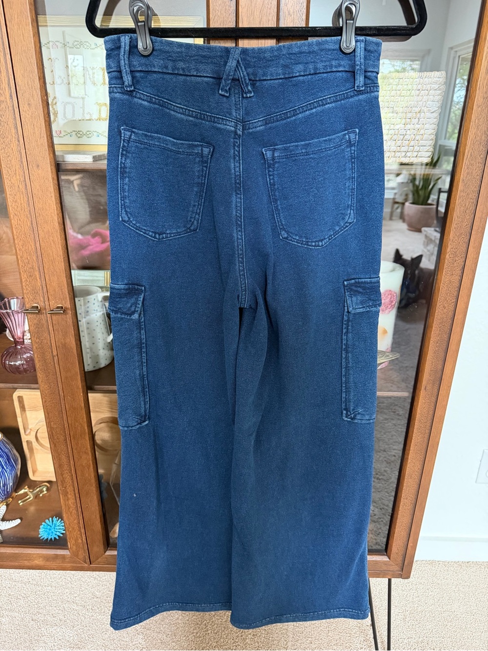 Good American Dark Blue Wide Leg Cargo Jeans - Picture 2 of 3